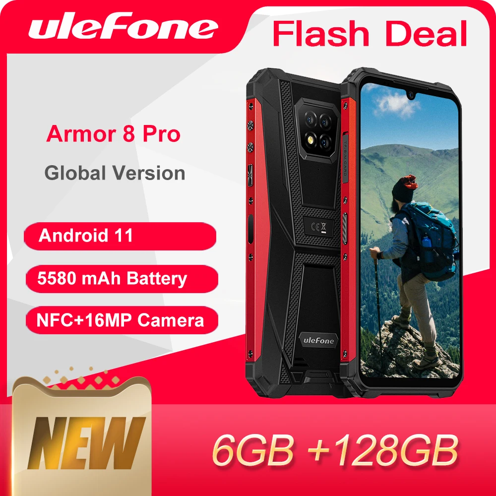 Прочный смартфон Ulefone power 8 Pro 6 ГБ + 128 Android 11 5580 мАч NFC/IP68/4G/GPS/Водонепроницаемый