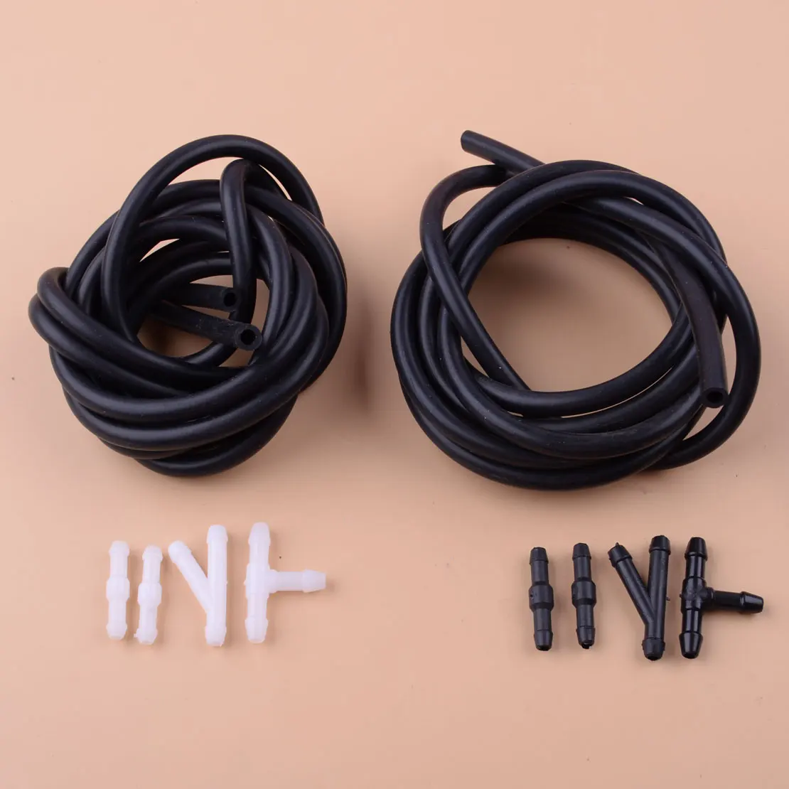 

Windscreen Wiper Washer Jet Tube Pipe Hose Connector T Y Straight for Nozzle Pump 2 Meter With 4pcs Black Connectors