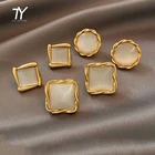 Серьги-гвоздики с опалом женские, классические золотистые Геометрические элементы в Корейском стиле, квадратные украшения, характерные женские серьги