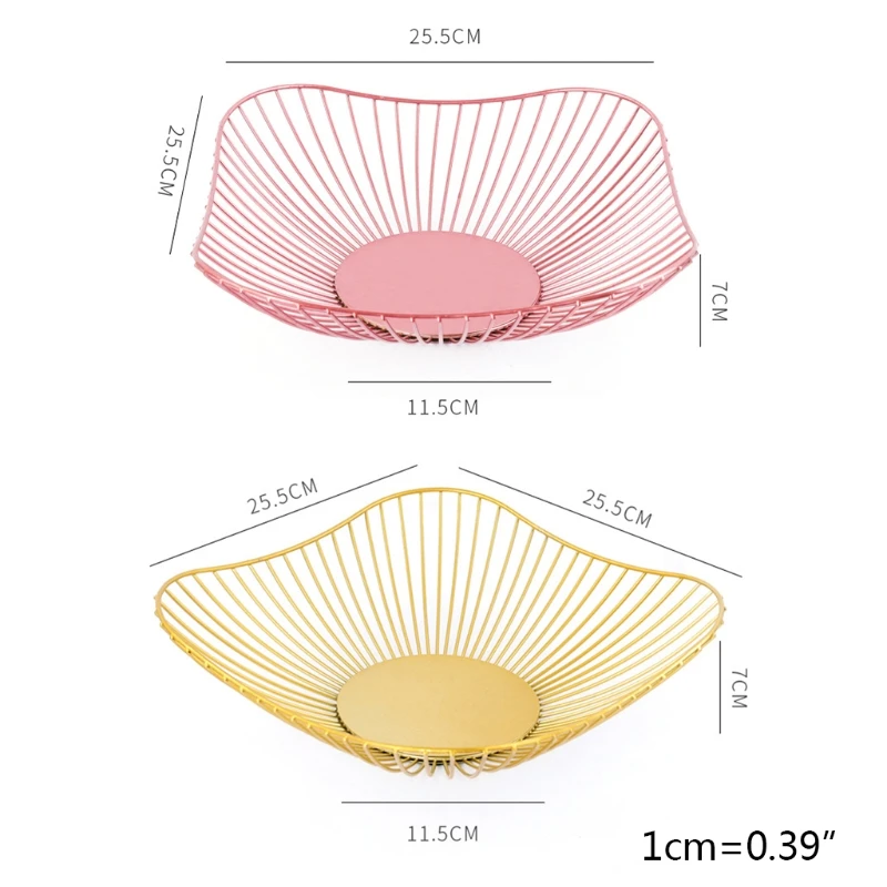 

Simple Home Living Room Fruit Plate Woven Iron Wire Hollow Storage Fruit Vegetable Basket Elegant Picnic Tray Drying Food 634E