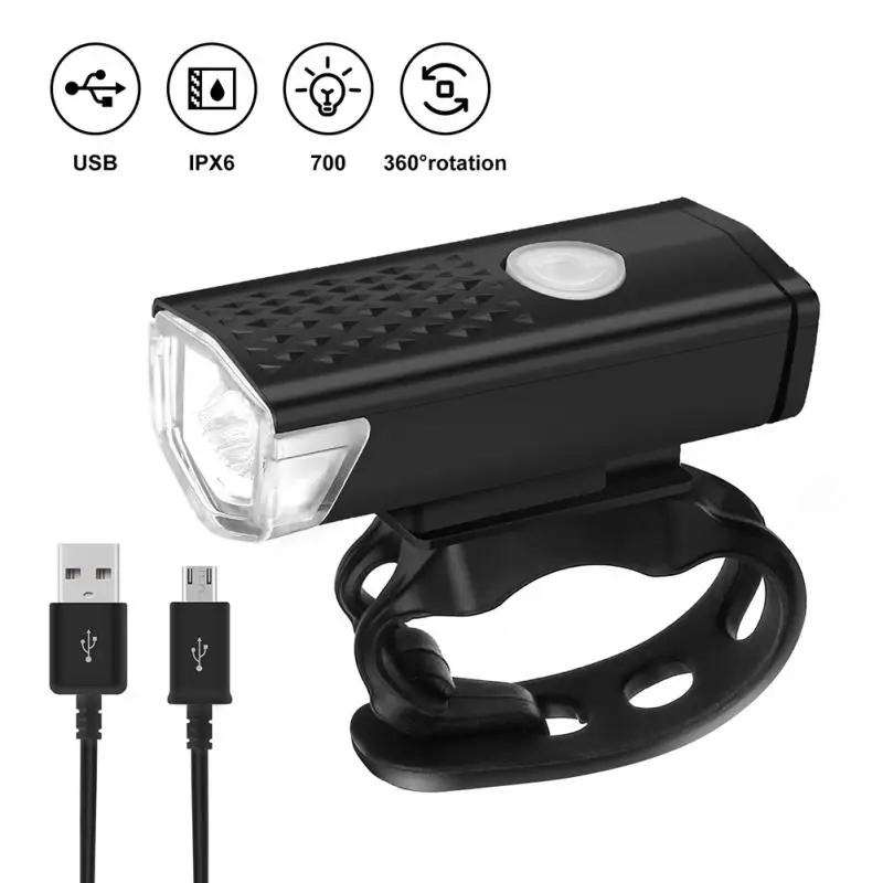 

Велосипедный передний светодиодный фонарь, 3 режима, зарядка через USB, 300 лм