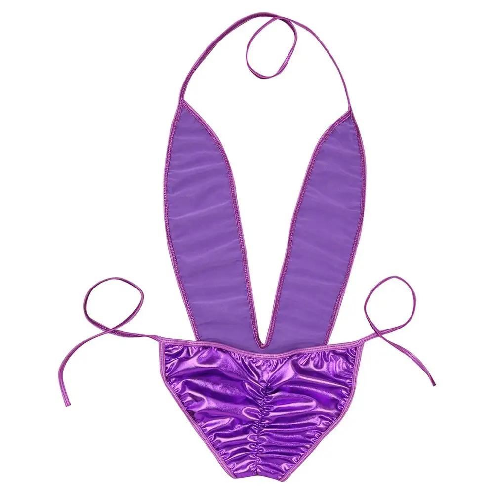 Женский Блестящий купальный костюм женское белье лакированная кожа Цельный боди