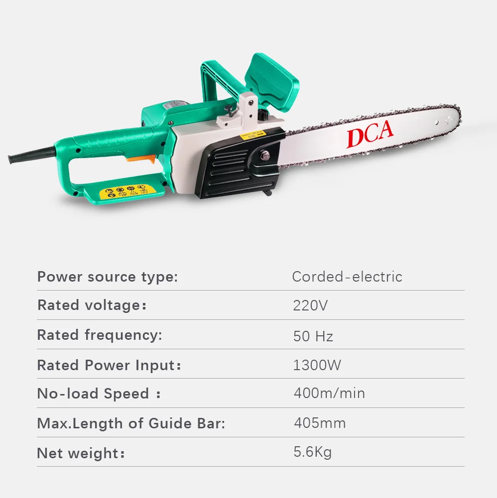 DCA 220V Электрическая цепная пила пилы для резки Мощность инструменты древесины