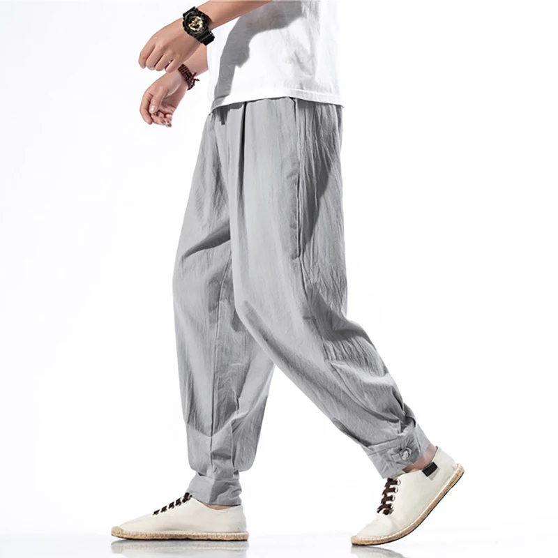 

Linen Casual Pants Long Summer 2020 New Men's Cotton And Linen Casual Pants Loose Chinese Style Large Size Harem Pants Men's