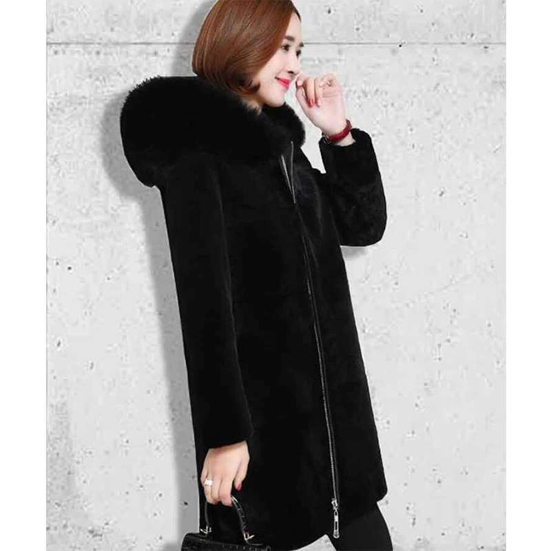 Меховая кожа теплое Свободное пальто женское куртка из искусственного меха плюс
