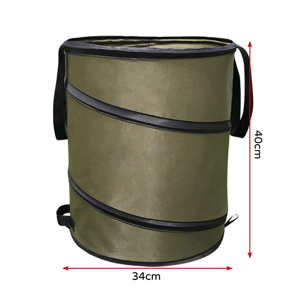 

1pc Premium Quality Oxford Cloth Material Garbage Storage Trash Bag Portable Collapsible Garden Leaf Trash Can Bin Durable