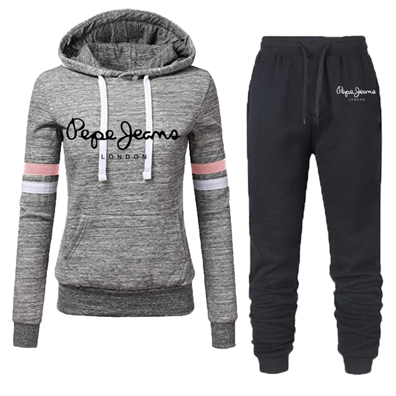 

Letter Print Women's Set Oversize Fleece Two Piece Set Tracksuit Winter Female Hooded Long Sleeve Hoodie Pants Sportwear Suit