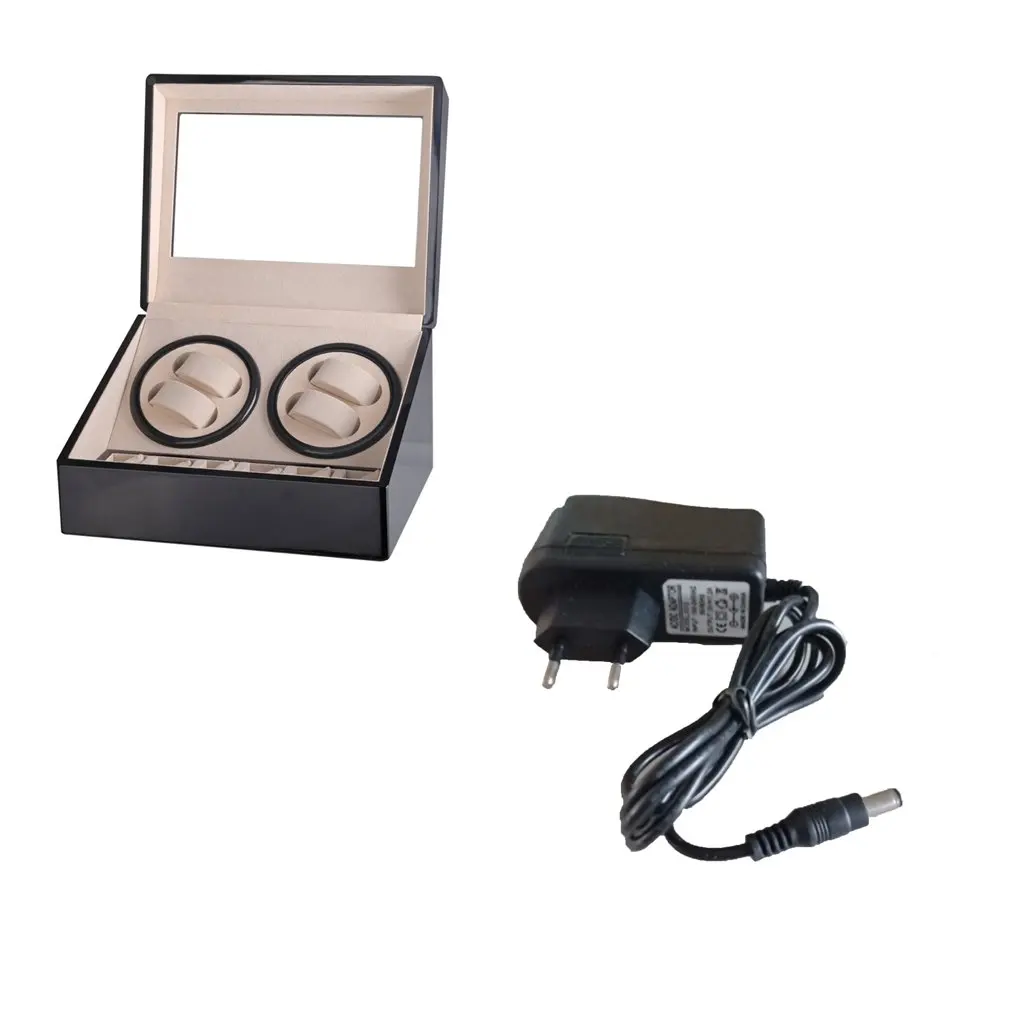 US/EU/AU/UK Plug Automatic Mechanical Watch Winders Storage Box Case Holder 4+6 Collection Watch Display Jewelry Black