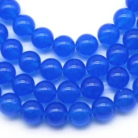 natural blue chalcedony stone round loose beads for jewelry making jades beads diy bracelet accessories 4681012mm 15%e2%80%9d