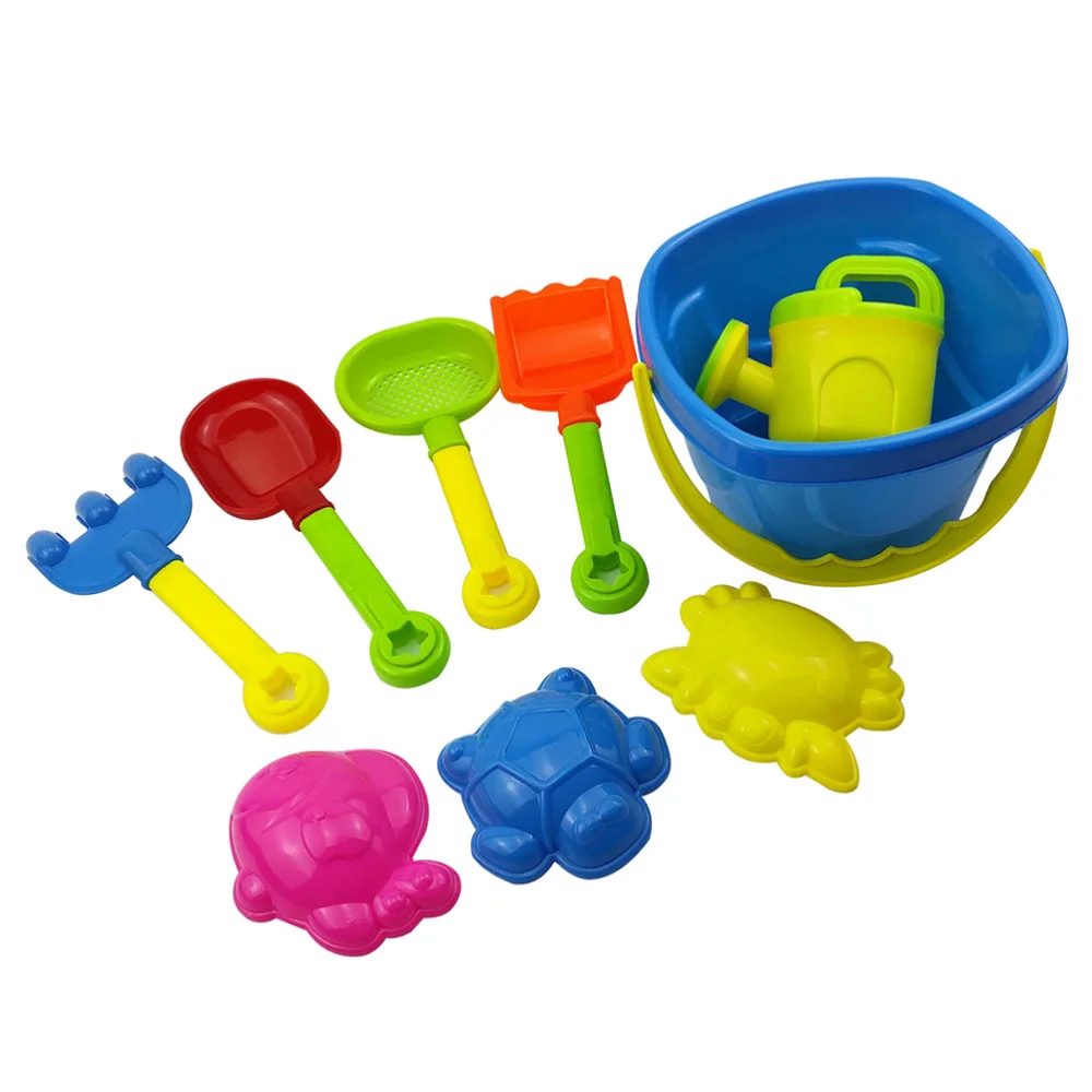 

1 Set of 9Pcs Portable Beach Mini Sand Dredging Beach Bucket for Boys Girls (Assorted Color)