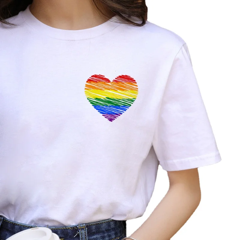 Lgbt Harajuku Rainbow Gay Pride T Shirt Women Lesbian Cartoon T-shirt 90s Graphic Casual Tshirt Fashion Cotton Tops Tee | Женская одежда