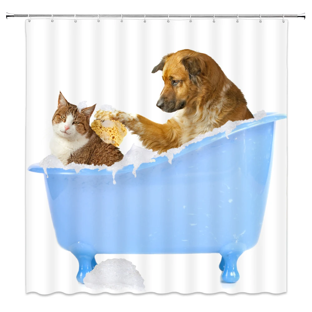 

Kids Cartoon Shower Curtain Yellow Cute Duck Cat Bathroom waterproof Polyester Cloth Shower Curtains Decor 180x200cm