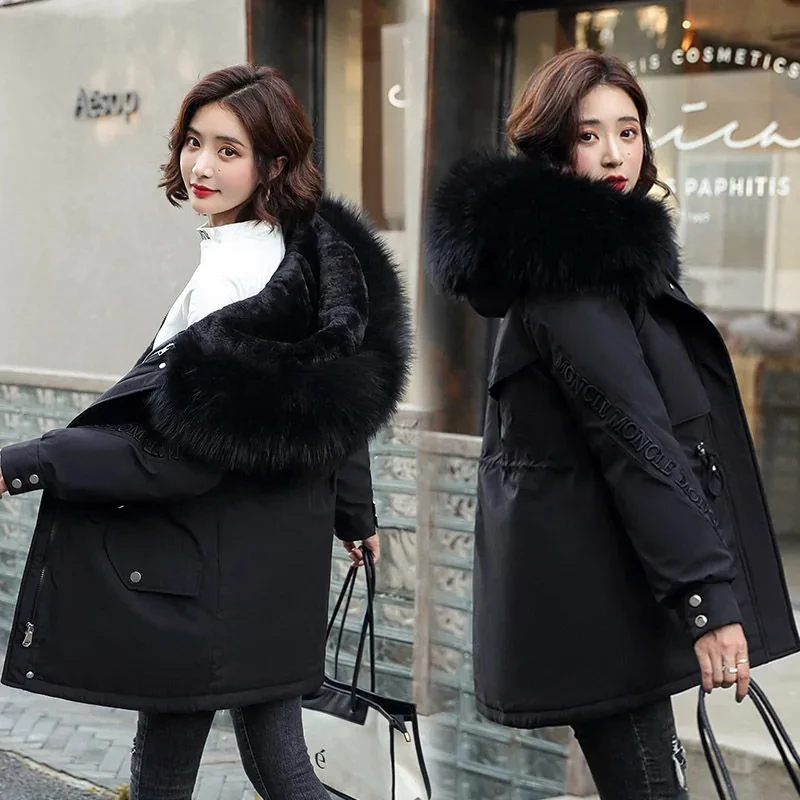Pai Overcome Women Winter Clothing The Long Section Jacket 2021 Female New Loose Velvet Thick Detachable Liner Cotton Coat A288