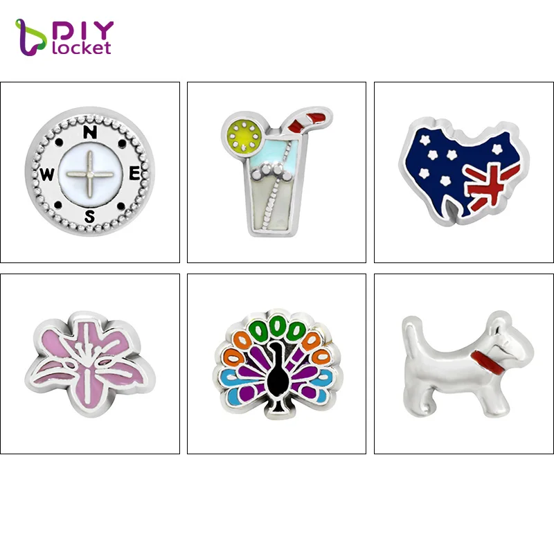 10 шт. разные стильные Плавающие Подвески из цинкового сплава подходят для