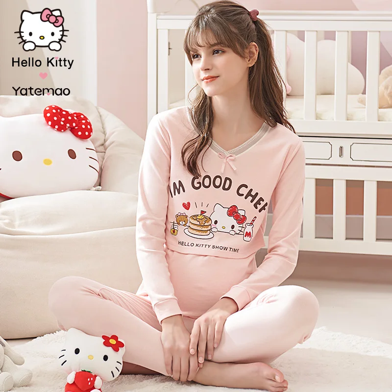 YATEMAO зимний пижамный комплект для беременных хлопковая одежда кормящих мам сна