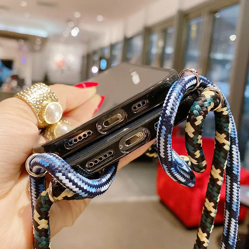 iphone 7 cardholder cases Fashion Makeup Mirror Phone Case for iPhone 12 Mini 11 Pro XS Max XR 7 8 Plus Necklace Cord Chain Hanging Rope Crossbody Cover iphone 8 case