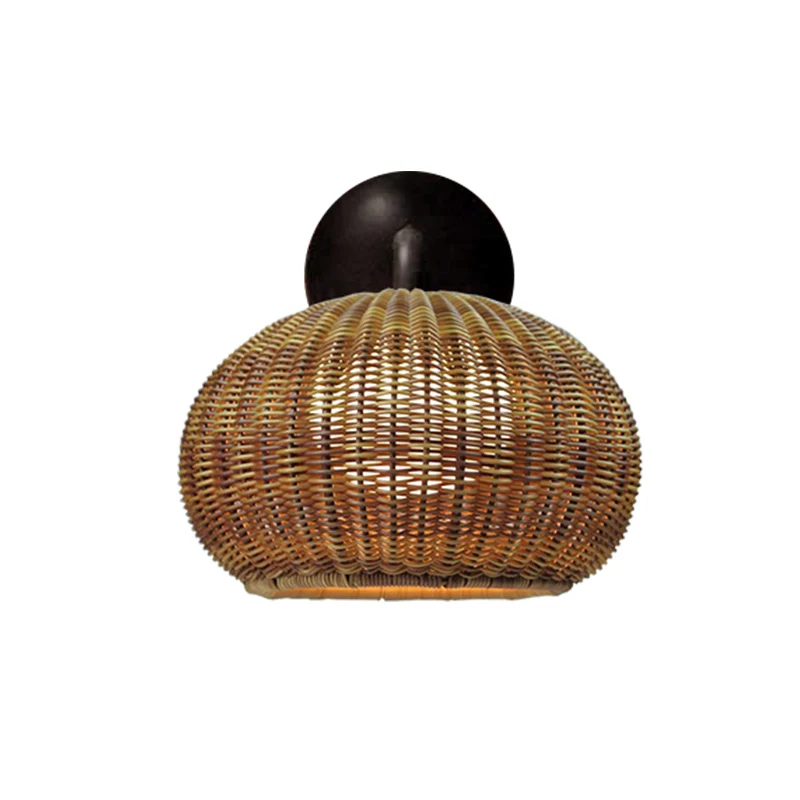 

Simple Rattan Art Wall Lamp Living Room Bedroom Lamp Villa Corridor Stair Wall Lamp Courtyard Lighting Modern Japanese Led Light