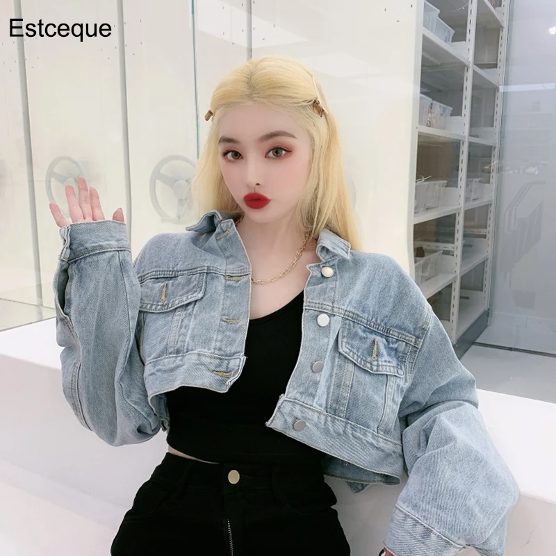 Винтажная джинсовая мини куртка Женская Корейская свободная дикая короткая с