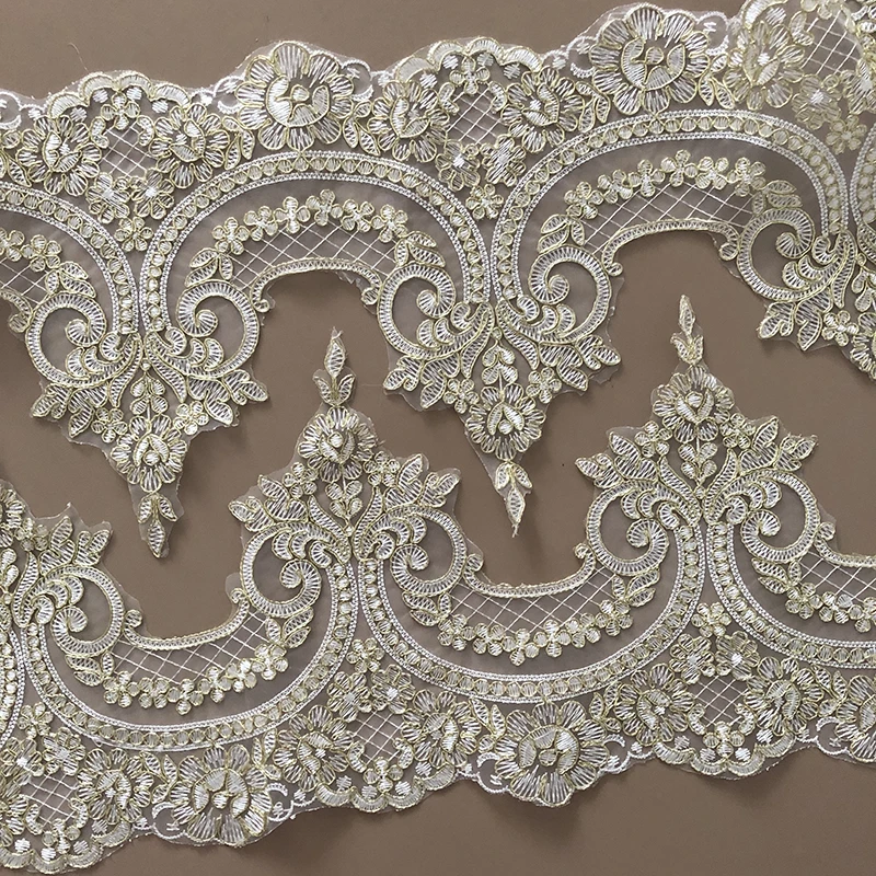 1 ярд золотистой вышивкой для пришивания шнуров ткань Цветочная Венеция отделка