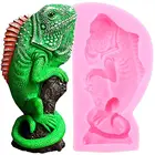 3D большая силиконовая форма для ящерицы Iguana Fondant, инструменты для украшения тортов, полимерная глина, мыльные формы, формы для шоколадных конфет