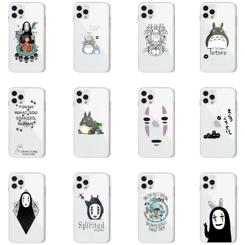 

Spirited Away anime Totoro Phone Case Transparent for iPhone 7 8 11 12 13 s mini pro X XS XR MAX Plus