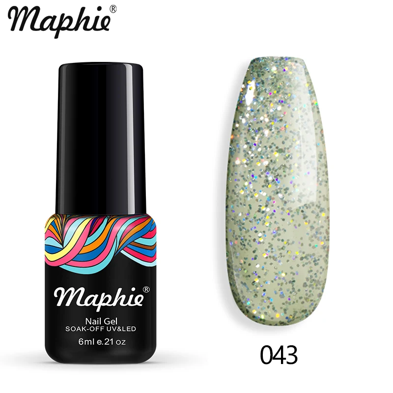 043 Maphie бриллиантовый блеск с ультрафиолетовым свечением Гель-лак для ногтей мерцающий декор с блестками Блестящий лак для ногтей полуперманентный лак Led синий гель для ногтей - Цвет: 043