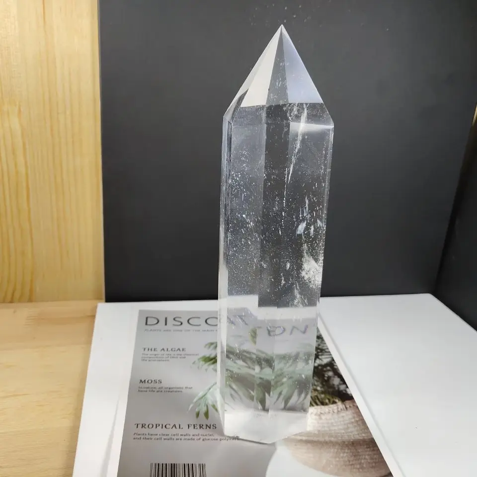 

1pcs Beautiful high temperature white fused crystal smelted stone crystal column obelisk quartz point sample healing reiki decor