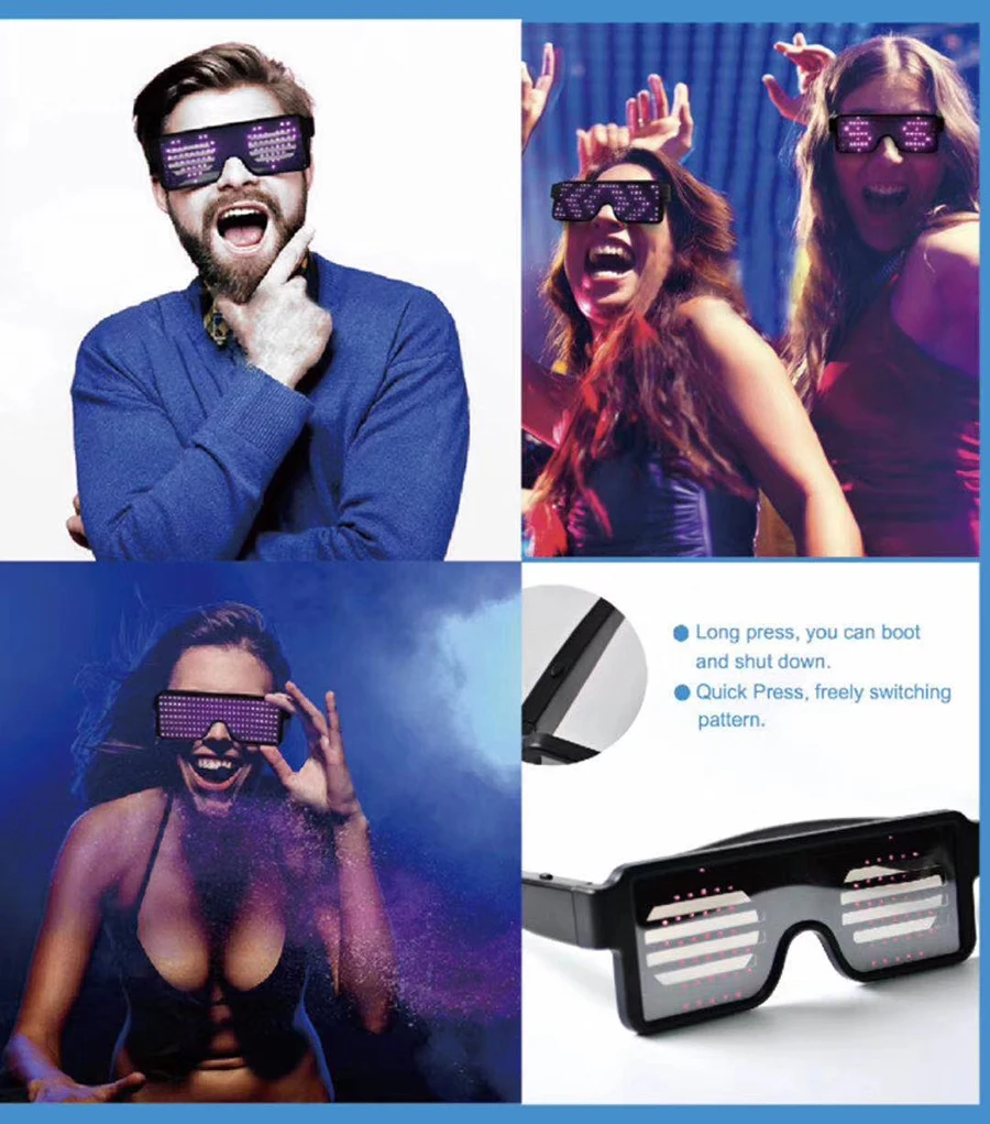 8 Modes Led Party Glasses Novelty Quick Flash USB Charge Luminous Christmas Concert Light Toys Decorations | Дом и сад