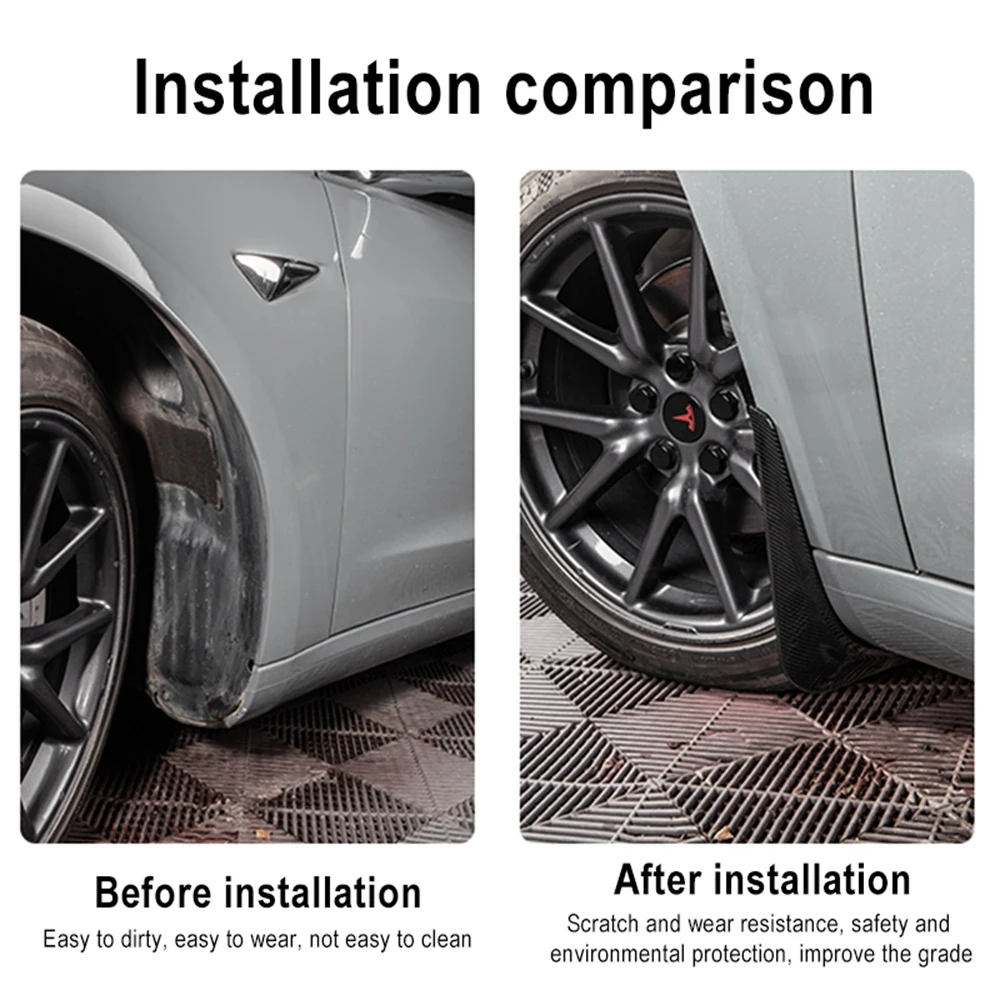 

1Lot/4PCS Car Mud Flaps Front Rear Splash Guards Kit Front Rear Wheel Mudguard For Tesla Model 3 Mud Flaps Car Accessories