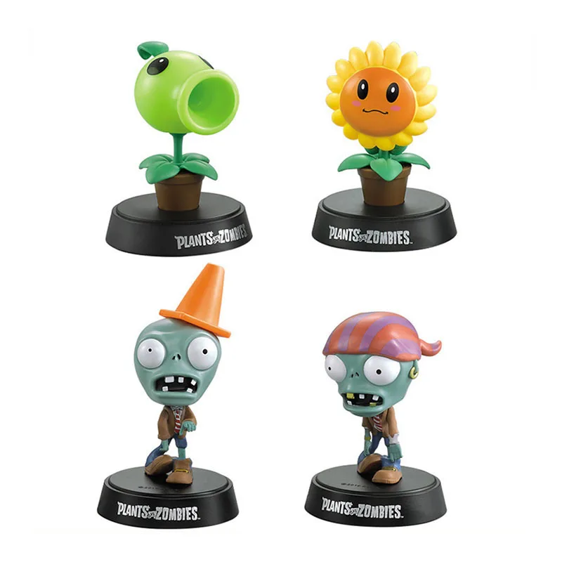 

Original Plants VS Zombies Peashooter Sunflower Conehead Pirate Zombie Head Shaking Figure 10cm PVC Action Toys