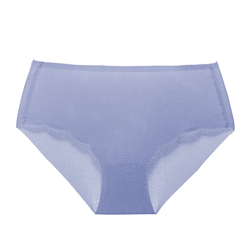 

New mesh underwear women's breathable one piece mid waist traceless ice wave antibacterial cotton crotch women's briefs