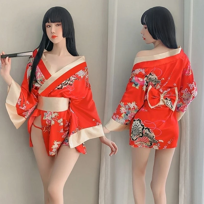 

Sexy Floral Print Yukata Sleepwear Kimono Traditional Geisha Robe Vintage Clothing Dress for Women Sexy Cardigan Cosplay Suit