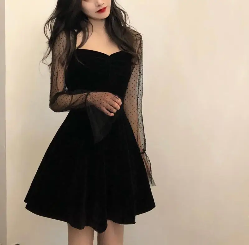 LUZUZI 2020 весенне-летнее черное сексуальное вечернее платье с пышными рукавами в