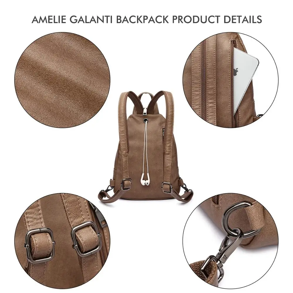 Amelie galanti роскошный кожаный рюкзак женский дорожный мини рюкзак Mochilas Школьные сумки женская сумка на плечо модный