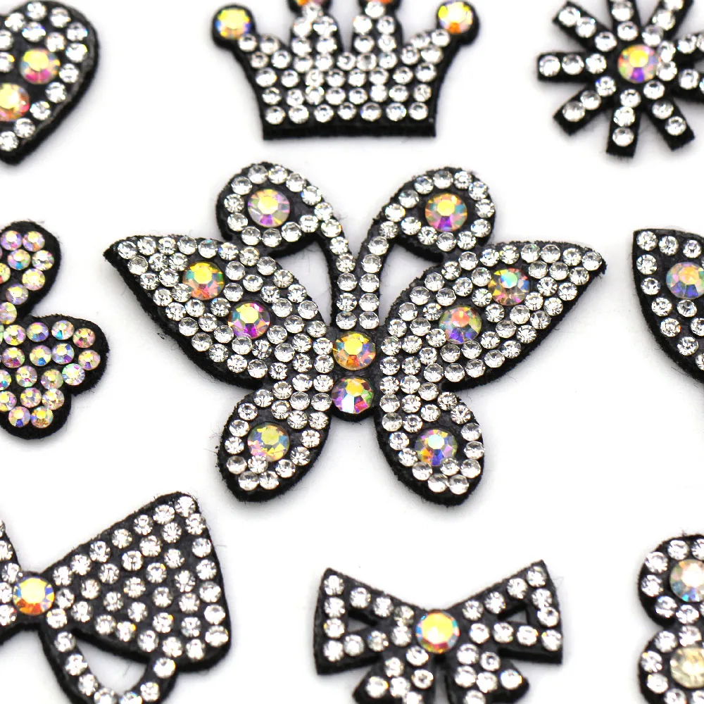 Нашивки AB Стразы Цветок/корона/бабочка/банты/Аппликация в форме сердца для