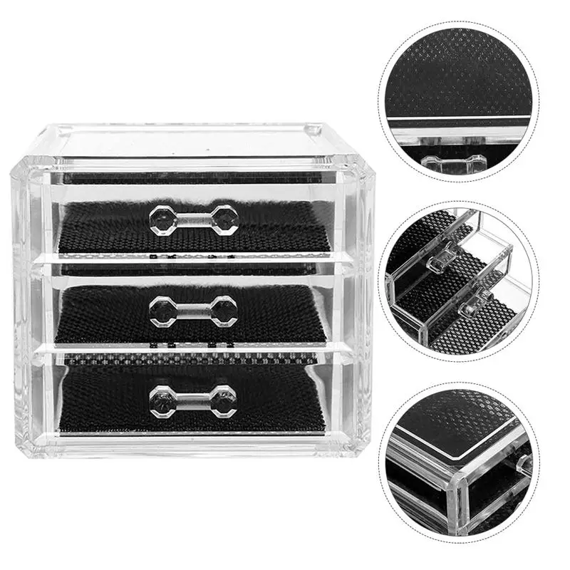 

1pc Home Desktop Storage Box Creative Cosmetics Container (Black, Transparent)
