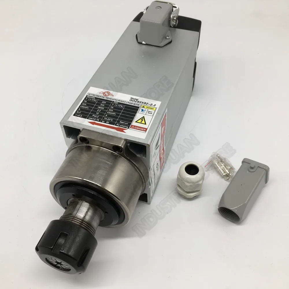 Квадратный вентилятор двигателя шпинделя переменного тока 220 кВт 3 л.с. 18000 в ER25 300