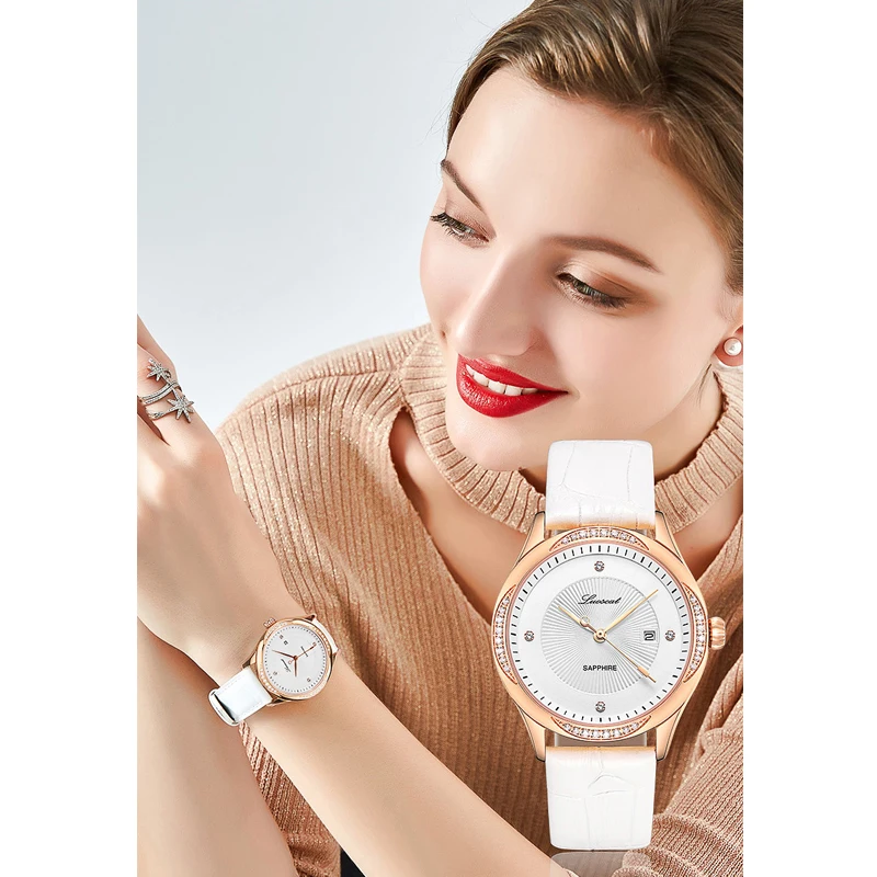 LUOSCAT Genuine watch female fashion trend waterproof 2020 new leather calendar watch belt watch simple