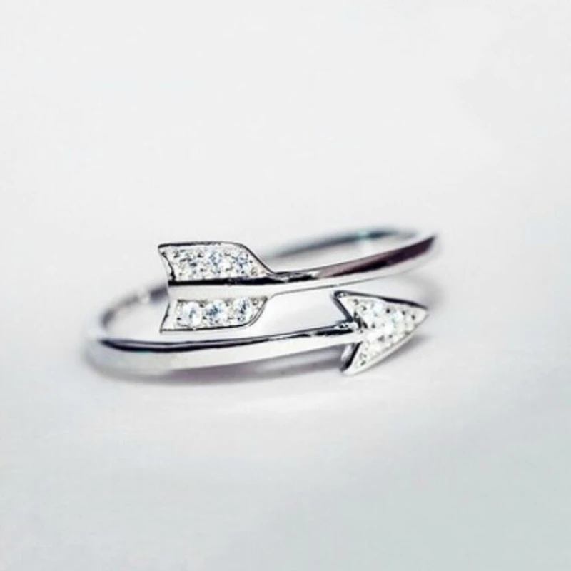 

Aestethic Elegant Jewellery God Of Love Cupid's Arrow Sweet Romantic 925 Standard Silver Female Resizable Opening Rings 255