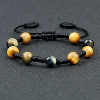 handmade braided braceletsbangles 8mm natural multi color tiger eye stone beaded bracelets for men women friends yoga jewelry