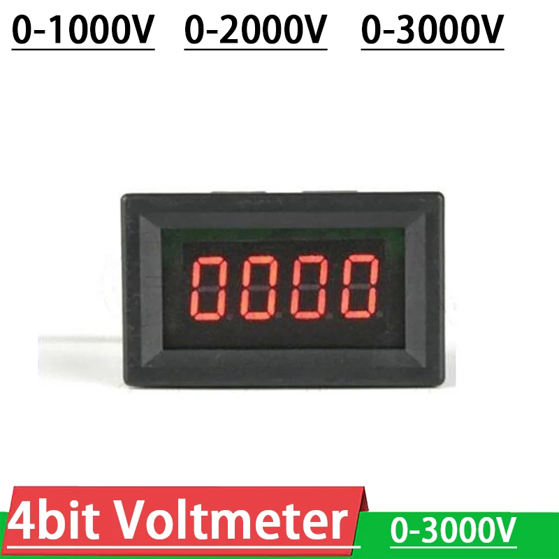 Voltímetro digital de alta precisión para batería de 5V y 12V, voltímetro LED de 4 bits, CC 0-1000V, 2000V, 3000V