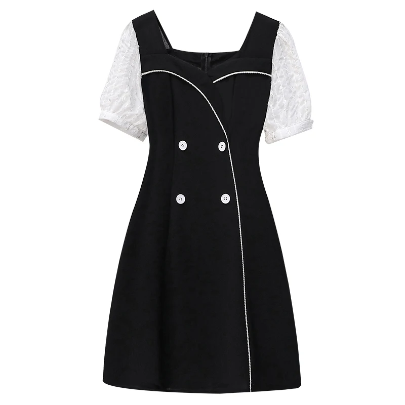 

L-5XL Plus Size Women Casual Dress Summer 2021 V neck Short Sleeve Patchwork button Office Short Dresses vestido