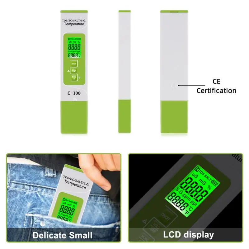 

5 in 1 Water Quality Tester TDS/EC/Salinity/S.G./Temperature Meter for Home,Pool M7DA