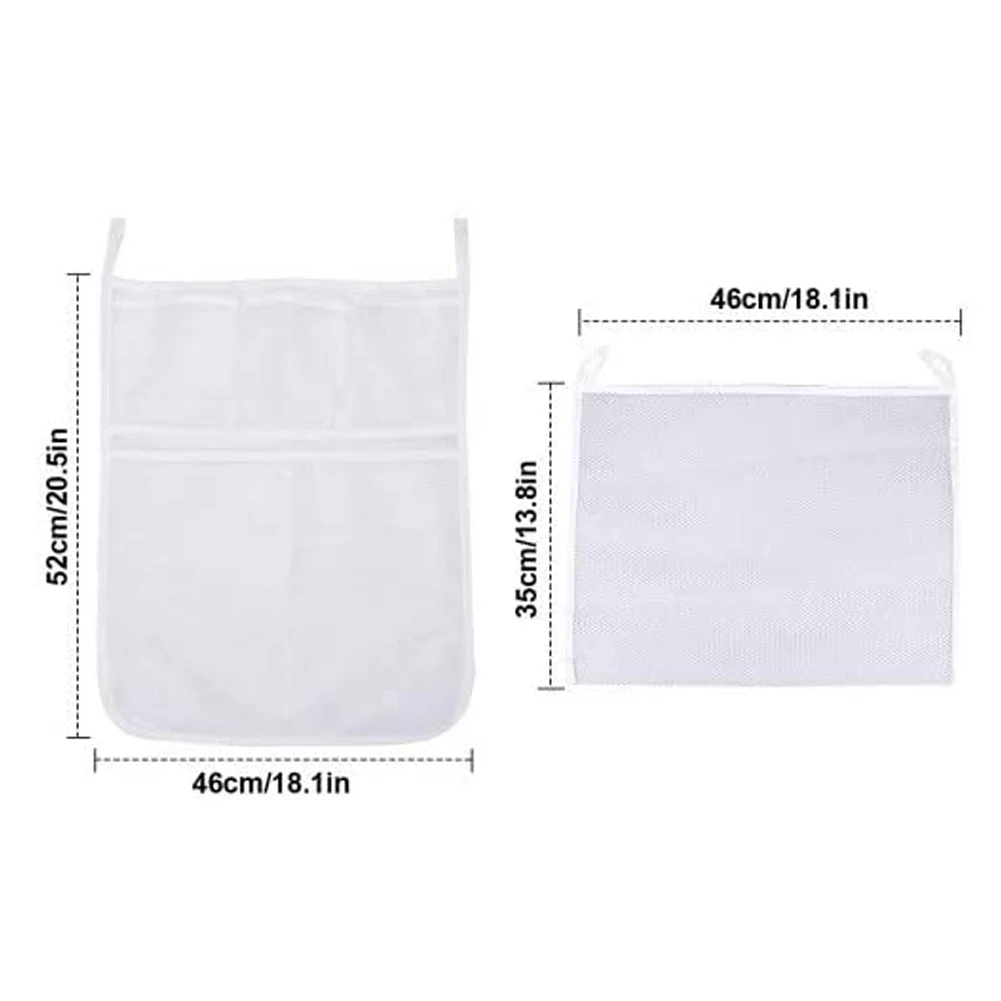 

2PCS Bath Toy Storage Net Multiple Pockets Polyester Bathroom Organiser Mesh Bag With Hook Home Portable Toy Storage Bags
