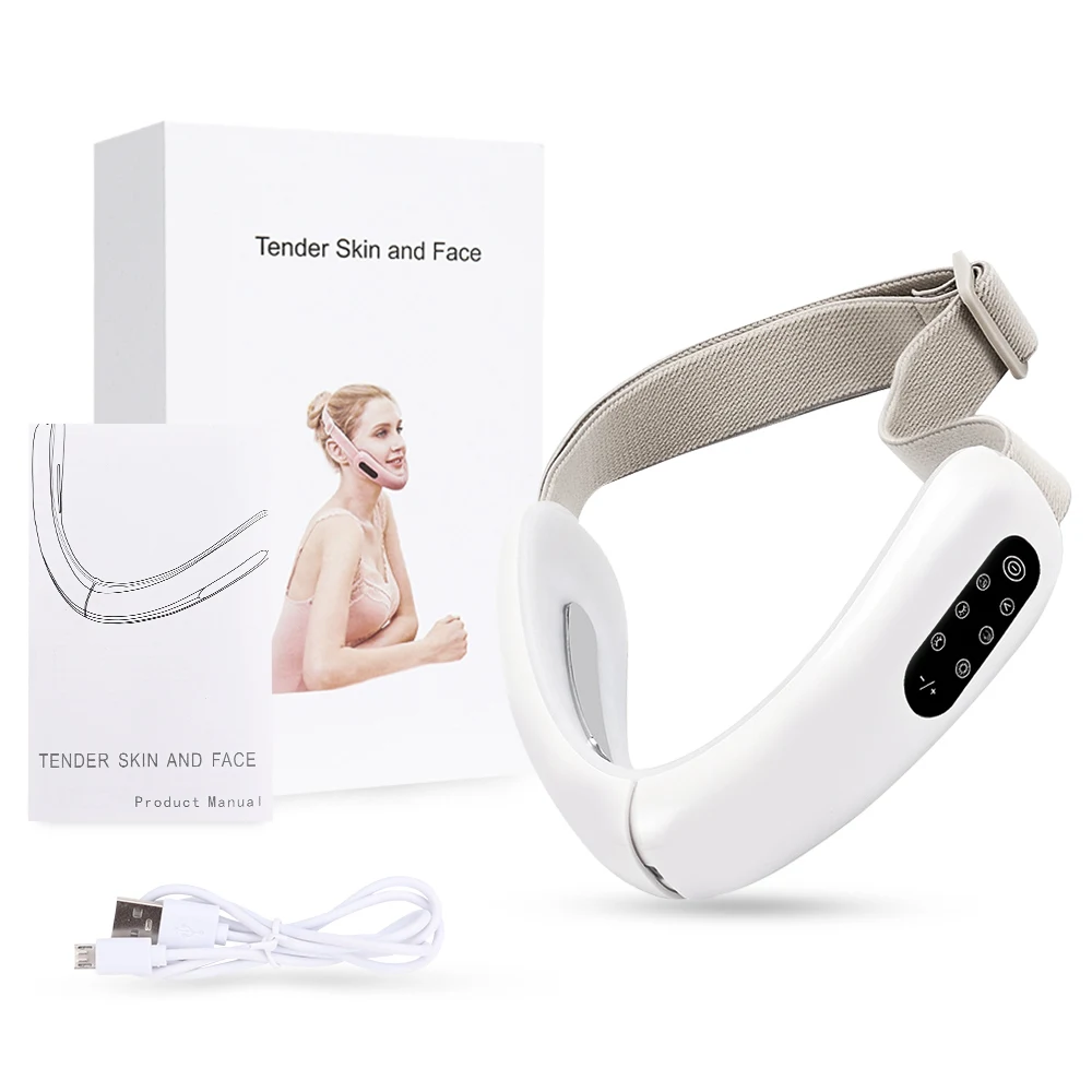 

Chin V-Line Up Lift Belt Red Blue LED Photon Therapy Face Slimming Vibration Massager Facial Lifting Device Double Chin V Face