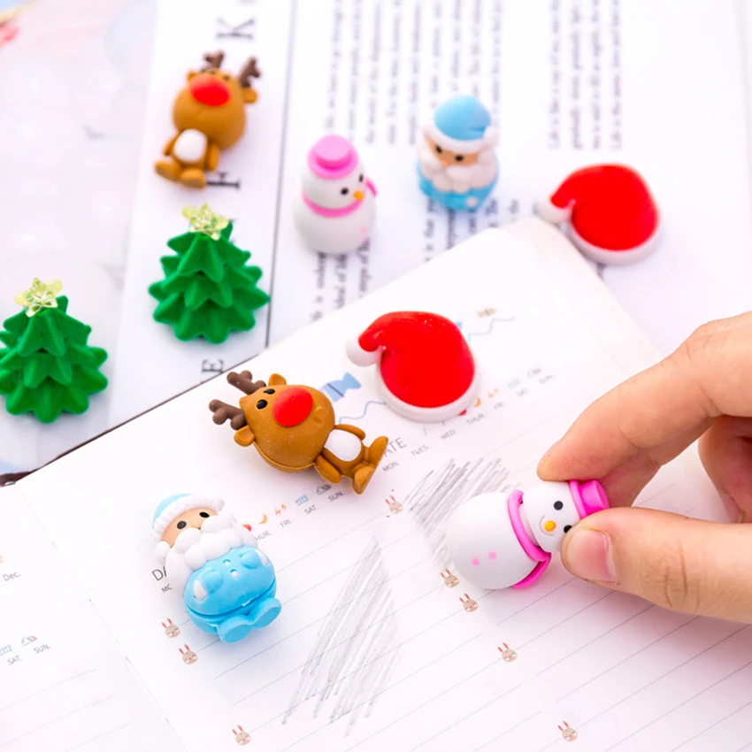 Набор рождественских ластиков 6 шт./компл. креативный ластик в виде Санта Клауса