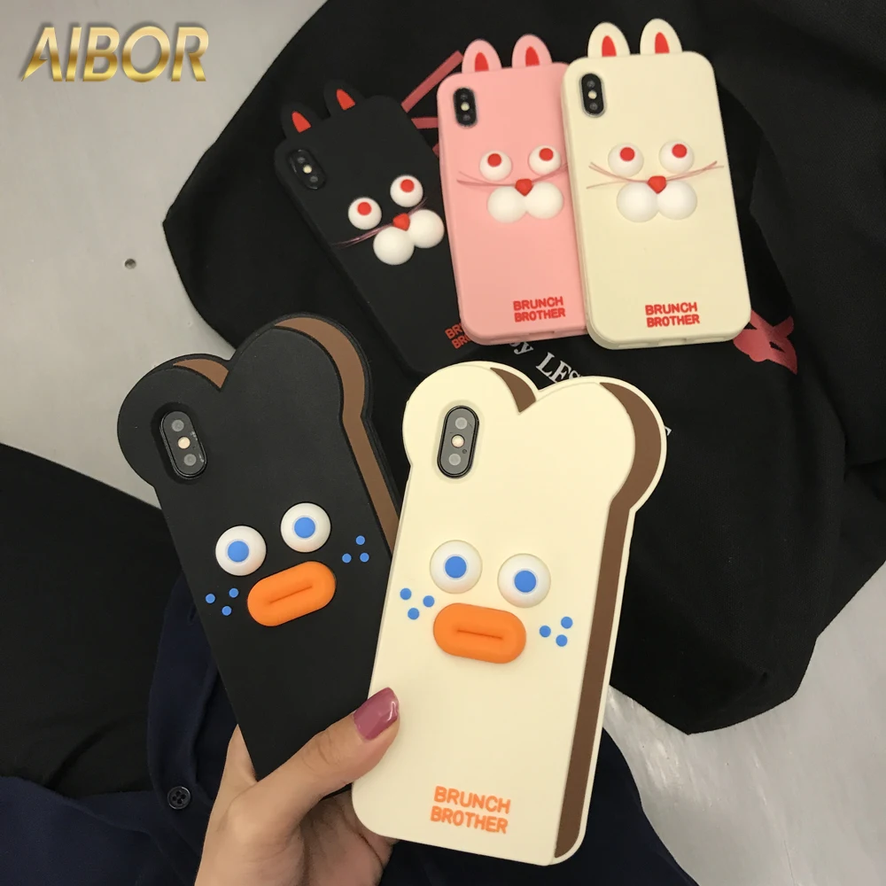 3D мультфильм призрак Pout колбасы тостов бородатый кролик губ Утка силиконовый чехол для iPhone 11 PRO XS MAX XR 6 6S 7 8