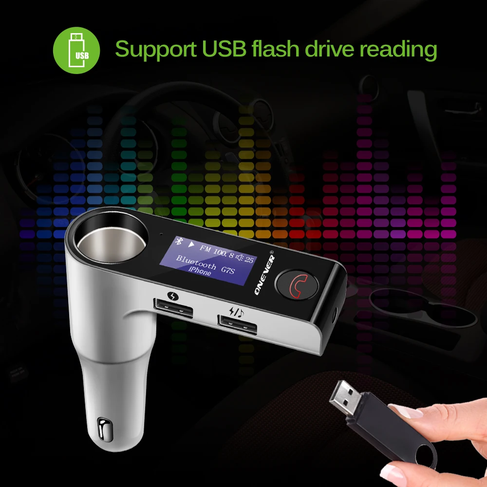 

AOZBZ FM Transmitter Modulator Dual USB Car Charger Cigarette Lighter Socket DC 12/24V Car Kit Music Player
