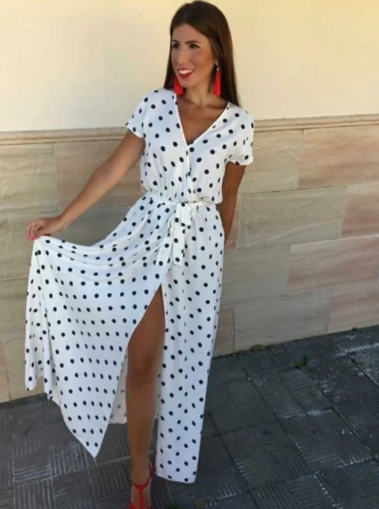 

Polka dot short sleeve dress dresses for women party clothing women white dress women dresses mommy and me dress