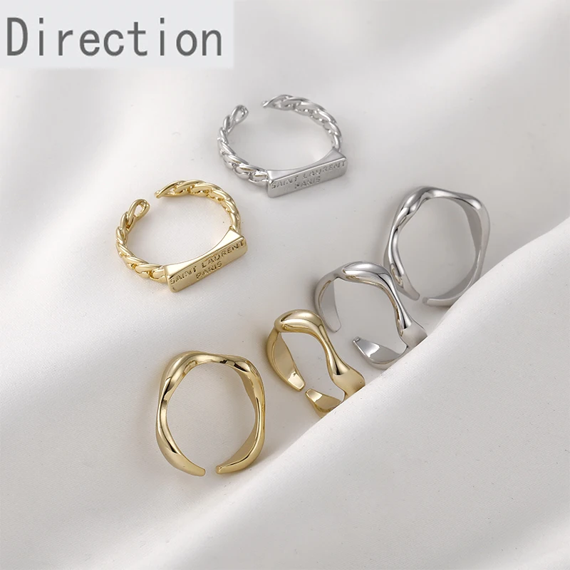

14k gold bag simple plain circle wave twist chain ring opening adjustable ring